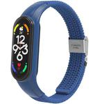 For Xiaomi Mi Band 7 Adjustable Nylon Braided Integrated Watch Band(Cold Blue)