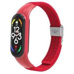 For Xiaomi Mi Band 7 Adjustable Nylon Braided Integrated Watch Band(Red)