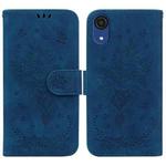 For Samsung Galaxy A03 Core Butterfly Rose Embossed Leather Phone Case(Blue)