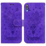 For Samsung Galaxy A10 / M10 Butterfly Rose Embossed Leather Phone Case(Purple)