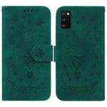 For Samsung Galaxy A41 Butterfly Rose Embossed Leather Phone Case(Green)