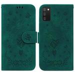 For Samsung Galaxy A02s US Version Butterfly Rose Embossed Leather Phone Case(Green)