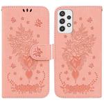 For Samsung Galaxy A23 Butterfly Rose Embossed Leather Phone Case(Pink)