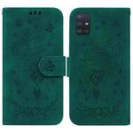 For Samsung Galaxy A51 5G Butterfly Rose Embossed Leather Phone Case(Green)