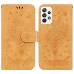 For Samsung Galaxy A52 5G / 4G Butterfly Rose Embossed Leather Phone Case(Yellow)