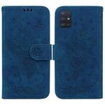 For Samsung Galaxy A71 Butterfly Rose Embossed Leather Phone Case(Blue)