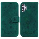 For Samsung Galaxy A32 4G Butterfly Rose Embossed Leather Phone Case(Green)