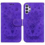 For Samsung Galaxy A32 4G Butterfly Rose Embossed Leather Phone Case(Purple)