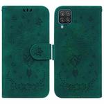 For Samsung Galaxy A42 5G Butterfly Rose Embossed Leather Phone Case(Green)