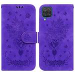 For Samsung Galaxy A42 5G Butterfly Rose Embossed Leather Phone Case(Purple)