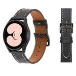 For Samsung Galaxy Watch4 40mm / 44mm Plain Weave Leather Watch Band(Black)