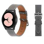 For Samsung Galaxy Watch4 40mm / 44mm Plain Weave Leather Watch Band(Grey)