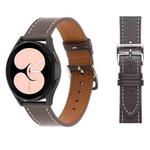 For Samsung Galaxy Watch4 40mm / 44mm Plain Weave Leather Watch Band(Coffee)