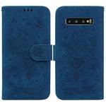 For Samsung Galaxy S10 Butterfly Rose Embossed Leather Phone Case(Blue)