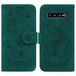 For Samsung Galaxy S10 Butterfly Rose Embossed Leather Phone Case(Green)