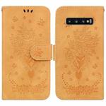 For Samsung Galaxy S10 Butterfly Rose Embossed Leather Phone Case(Yellow)