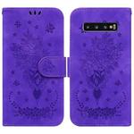 For Samsung Galaxy S10+ Butterfly Rose Embossed Leather Phone Case(Purple)