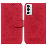 For Samsung Galaxy M23 / F23 Butterfly Rose Embossed Leather Phone Case(Red)