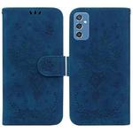 For Samsung Galaxy M52 5G Butterfly Rose Embossed Leather Phone Case(Blue)