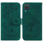 For Samsung Galaxy F22 4G Butterfly Rose Embossed Leather Phone Case(Green)