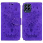 For Samsung Galaxy M33 5G Butterfly Rose Embossed Leather Phone Case(Purple)