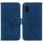 For Samsung Galaxy S20 Butterfly Rose Embossed Leather Phone Case(Blue)