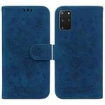 For Samsung Galaxy S20+ Butterfly Rose Embossed Leather Phone Case(Blue)