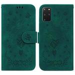 For Samsung Galaxy S20+ Butterfly Rose Embossed Leather Phone Case(Green)