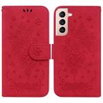 For Samsung Galaxy S21 FE 5G Butterfly Rose Embossed Leather Phone Case(Red)