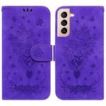 For Samsung Galaxy S21+ 5G Butterfly Rose Embossed Leather Phone Case(Purple)