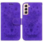 For Samsung Galaxy S22+ 5G Butterfly Rose Embossed Leather Phone Case(Purple)