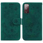 For Samsung Galaxy S20 FE 5G Butterfly Rose Embossed Leather Phone Case(Green)