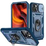 For iPhone 14 Plus Sliding Camera Cover Design TPU + PC Protective Phone Case  (Blue+Blue)