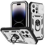 For iPhone 14 Pro Sliding Camera Cover Design TPU + PC Protective Phone Case (White+Black)