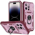 For iPhone 14 Pro Sliding Camera Cover Design TPU + PC Protective Phone Case (Pink+Dark Red)