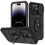 For iPhone 14 Pro Sliding Camera Cover Design TPU + PC Protective Phone Case (Black+Black)