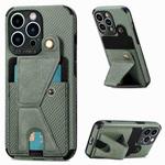 For iPhone 13 Pro Max K-shaped Magnetic Card Phone Case (Green)