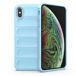 For iPhone X / XS Magic Shield TPU + Flannel Phone Case(Light Blue)