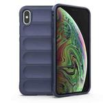 For iPhone X / XS Magic Shield TPU + Flannel Phone Case(Dark Blue)