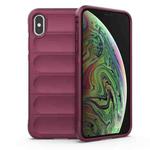 For iPhone X / XS Magic Shield TPU + Flannel Phone Case(Wine Red)
