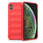 For iPhone XS Max Magic Shield TPU + Flannel Phone Case(Red)