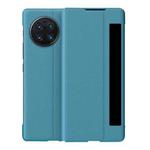 For vivo X Fold Window View Leather Folding Phone Case(Blue)