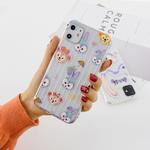 For iPhone 11 Pro Max Painted Suitcase Striped TPU Case(Rabbit Head)