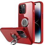 Shockproof Matte Transparent TPU Protective Phone Case with Ring Holder For iPhone 14 Pro (Red)