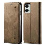 For OnePlus Nord 2T Denim Texture Leather Phone Case(Khaki)