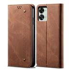 For OnePlus Nord 2T Denim Texture Leather Phone Case(Brown)