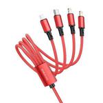 Borofone BX72 Type-C / USB-C + Dual 8 Pin + Micro USB 4 In 1 Charging Cable,Length: 1m(Red)