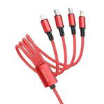 Borofone BX72 Dual Type-C / USB-C + 8 Pin + Micro USB 4 In 1 Charging Cable,Length: 1m(Red)