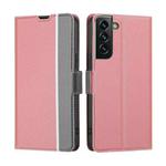For Samsung Galaxy S22+ 5G Twill Texture Side Button Leather Phone Case(Pink)