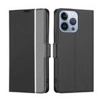For iPhone 13 Pro Twill Texture Side Button Leather Phone Case (Black)